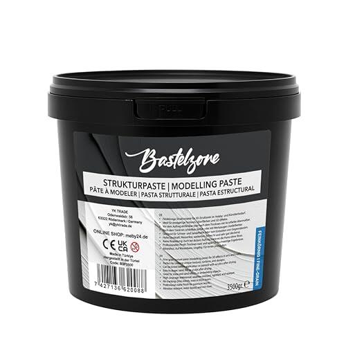 XXL Premium Pasta texturizada en cubo de 3,5 kg – Blanco – Masilla y pasta de modelado para pintura acrílica y lienzo – Efectos 3D, texturas y relieves (grano fino)