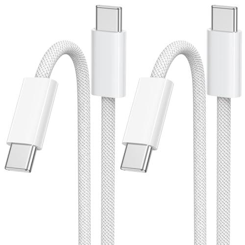 Cable USB C a USB C [2Pack 2M] Cable USB C 60W PD Carga Rapida Cable USB Tipo C Compatible con iPhone 17/16/15 Plus Pro MAX,Macbook Pro/Air,Galaxy S21+/S21,Google Pixel,iPad Pro 2021,Huawei P40 P30