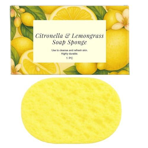 Esponja de jabón de citronela de citronela, con limpieza suave de la piel, esponja de baño reutilizable de 10 x 5 cm, limpieza versátil para hombres, mujeres, viajes, baño