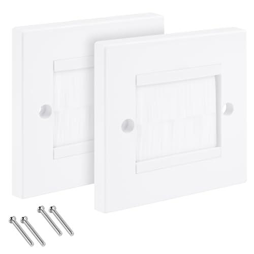 APXEL Placa de Pared con Cepillo, 2 Piezas Placa de Plástico Antipolvo, Placas Pared Cable, Instalación Fácil para Enchufes y Cables Ordenados