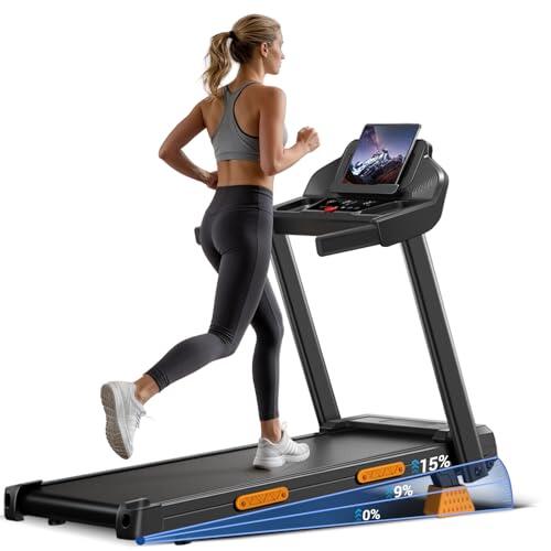 LONTEK Cinta de Correr Plegable con Inclinación 9%, Cinta de Andar Plegable 12KM/H,Caminadora Electrica para Casa Equipado con un Motor de 3,0 CV y Pantalla LED,Soporte 136KG