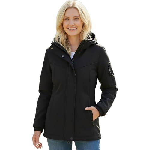 chiguomaoyi Chaquetas impermeables mujer Impermeable con capucha Chaqueta softshell Abrigo funcional informal (Negro,S)