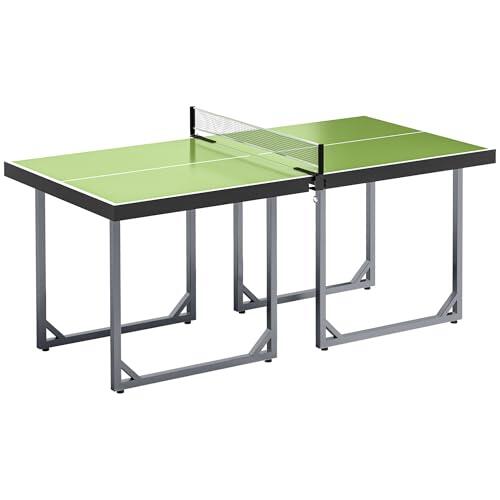 HOMCOM Mesa de Ping-Pong Plegable, 182x91cm, Fácil de Transportar, Resistente a la Intemperie, Estable, Mesa de Tenis con Red y Marco de Acero, para Interior, Verde
