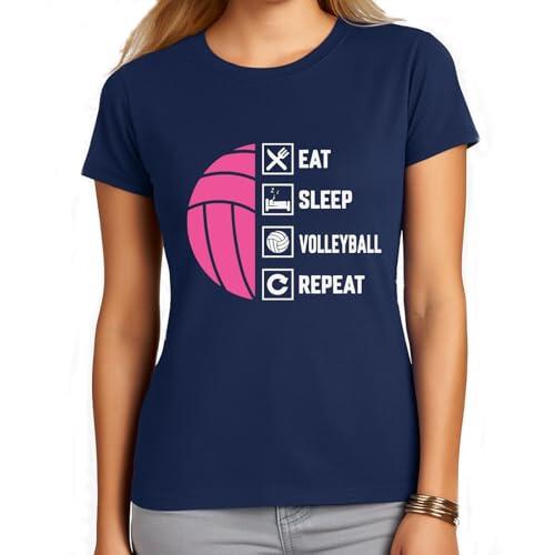 the Fan Tee Camiseta de Adulto de Mujer Deportes Volleyball Divertido Juego, Red, Deporte, volibolista, Balón, Remate, voleibolista 019 S