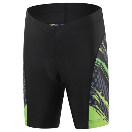 SXSHUN Maillot de ciclismo para niños y niñas, de secado rápido, camiseta de manga corta y pantalón corto con acolchado 3D para el asiento MTB, Verde + Pantalón Ciclista, 122-128