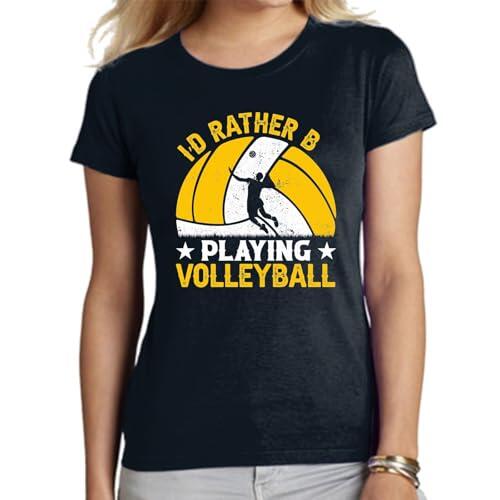 the Fan Tee Camiseta de Adulto de Mujer Deportes Volleyball Divertido Juego, Red, Deporte, volibolista, Balón, Remate, voleibolista 021 XXL