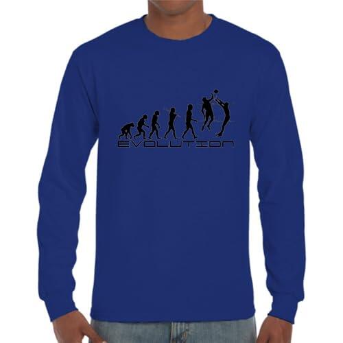 the Fan Tee Camiseta de Adulto de Manga Larga de Hombre Deportes Volleyball Divertido Juego, Red, Deporte, volibolista, Balón, Remate, voleibolista 002 3XL