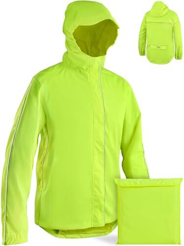 Prowiste Chaqueta Ciclismo Hombre & Mujer L - Impermeable y Transpirable - Chaqueta de Lluvia Reflectante con Capucha & Bolsillo Trasero – Compacta con Bolsa de Almacenamiento.