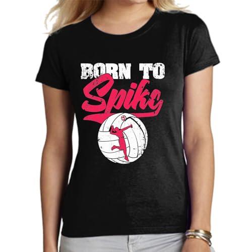 the Fan Tee Camiseta de Adulto de Mujer Deportes Volleyball Divertido Juego, Red, Deporte, volibolista, Balón, Remate, voleibolista 023 S