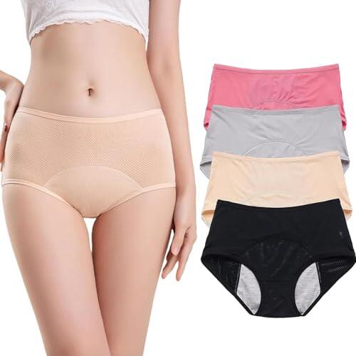 RWRAEO Everdries Leakproof Ladies Underwear,Washable & Reusable Leakproof Panties for Women Over 60,Incontinence Underwear for Women (4Pcs-C,XL)