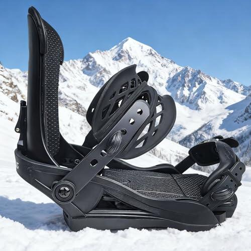 NEUWEABY Fijaciones de Snowboard para Hombre y Mujer, Ultraligeras Fijaciones ara Todo Tipo de Montaña y Freestyle, sin Correas y Trinquete una Respuesta RáPida, Negro Grande