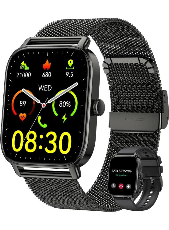 Reloj Inteligente Hombre Mujer Smartwatch con Llamadas: Bluetooth Fitness Tracker Digital Smart Watch Impermeable Deportivo Pulsera Actividad Pulsómetro Monitor Sueño Podómetro para ios Android