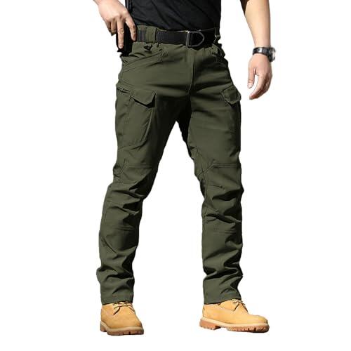 Generisch Pantalones de ocio para hombre elásticos tipo cargo para exteriores de softshell cómodos de corte ajustado pantalones de trabajo resistentes ligeros para senderismo viajes uso diario, Verde