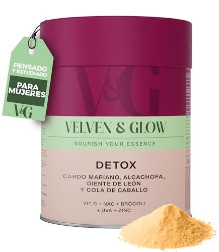 Cardo Mariano Alcachofa y Diente de Leon + Cola de Caballo Liver Detox Complex Drenante Apoyo Retencion Liquidos Abdomen y Piernas Mujer Higado Digestion 135g 1 Mes Polvo Sabor Naranja | Velven & Glow