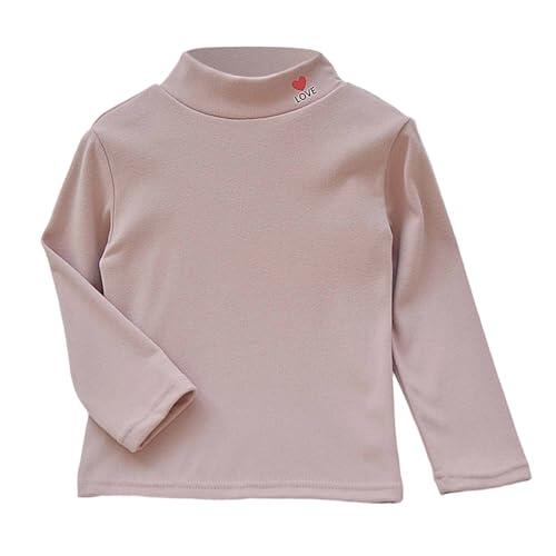 Camiseta térmica de manga larga para niña, doble capa, forro polar, cuello alto, camiseta cálida de invierno, Color lila claro., 4-5 años
