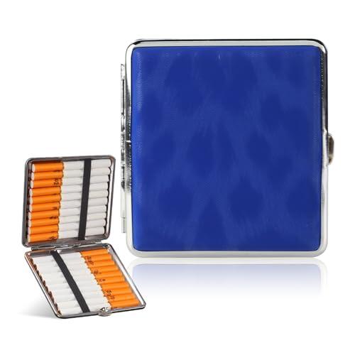 Kytpyi Portasigarette, Porta Sigaretta, Stampa Leopardata Pelle Porta Sigarette per 20 Sigarette Slim, Resistente All'umidità Portatile Portasigarette per Vita Quotidiana, Attività Commerciale (Blu)