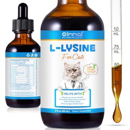 Lisina Cat - L-lisina gotas para gatos, apoya la salud del sistema inmunológico, alivia las alergias, promueve la función respiratoria, mantiene la salud de la piel y el pelaje 60ml