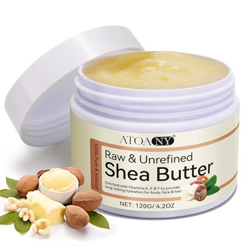 Manteca de karité orgánica, manteca de karité cruda sin refinar con vitaminas A, E y F, nutre, calma y suaviza la piel seca, hidratación natural, manteca de karité pura