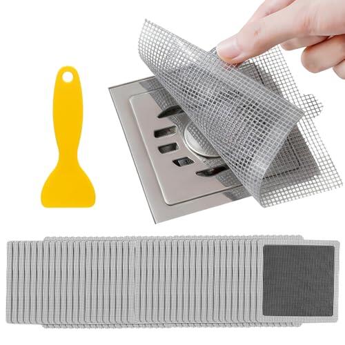 40 piezas de 15 x 15 cm filtro de drenaje de ducha para cabello, rejilla de drenaje para ducha, escurridor de cabello desechable, filtro para ducha, accesorios de baño