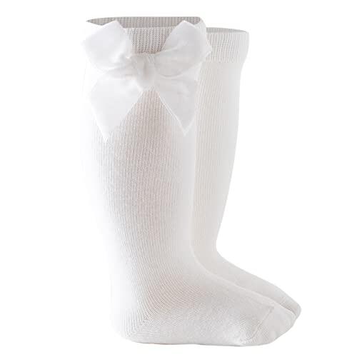 Generisch Medias Bebé Princesa hasta la pantorrilla Medias hasta la rodilla Niños Sólido Niñas Longitud De Calcetines Niño Cuidado Del Bebé, Blanco, 18-36 Monate