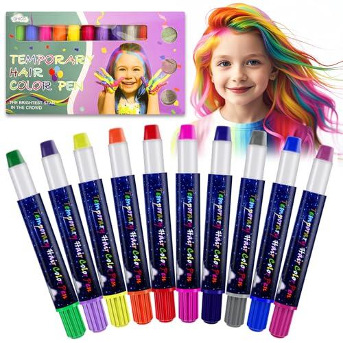 10 Piezas Tiza para el Cabello,Tiza para el cabello para niñas lavable,Lavables tizas Para El Pelo Para Halloween,Conveniente tiza de Pelo Temporal,Cosplay, Bricolaje,Halloween