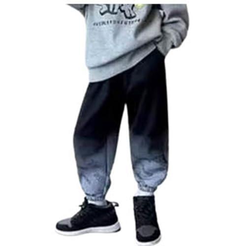 Generisch Pantalones de chándal para niños y jóvenes, pantalones de chándal con cordón, elásticos, pantalones de forro polar para niños activos, pantalones de chándal cómodos, Negro , 11-12 años