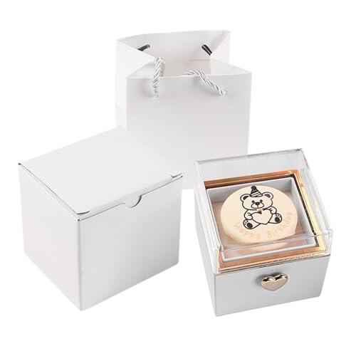 Hozaenwa Cajas De Joyas Para Mujer | Caja De Anillo Giratoria Pequeño Oso Pastel - Organizador de Tocador para Exposición de Recuerdos y Bisutería en Estantes de Dormitorio o Sala