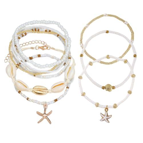 DUINIU 10 Tobilleras De Estilo Costero, Accesorios Para Pies De Moda De Verano, Accesorios Para Vacaciones En La Playa, Tobilleras De Verano Para Mujer