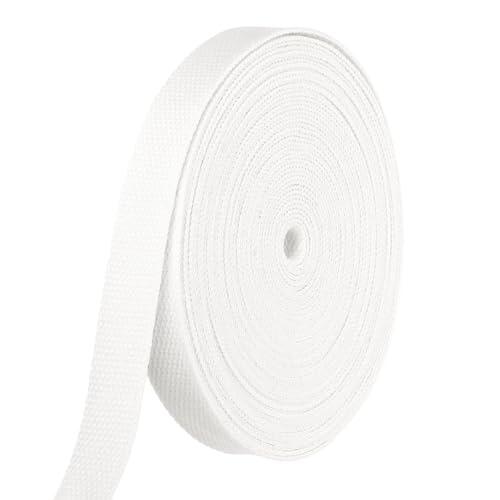 sourcing map Cinta de algodón de 0.8 pulgadas y 11 yardas, cinta de sarga de poliéster para artes y manualidades, bolsas de tela, para hacer cinturones de tela, suministros al aire libre, color blanco