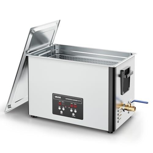 VEVOR Limpiador Ultrasónico 30 L, Máquina de Limpieza Ultrasónica Profesional con Cesta de Limpieza y Pantalla Digital, 480 W, Acero Inoxidable, 40 kHz, para Piezas, Carburadores e Instrumentos