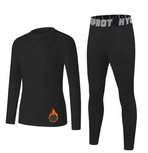 HYCOPROT Ropa Interior Térmica para Niños Deportes Conjunto Térmicos Ropa Interior Camiseta de Compresión de Esquí para Niñas Funcional Transpirable Ropa Interior para Invierno Deportiva Cálida