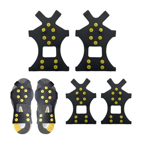 Crampones Antideslizantes para Zapatos de Montaña con 10 Dientes, Garras de Hielo para Senderismo, Nieve y Hielo, Tacos Antideslizantes Universales para Trekking y Actividades al Aire Libre (M+L)