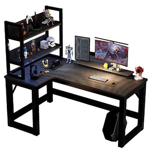 Escritorio en Forma de L Grande, Escritorio Esquinero para Computadora con Estantes, Mesa de Oficina en Casa o Gaming(B,120x100cm)