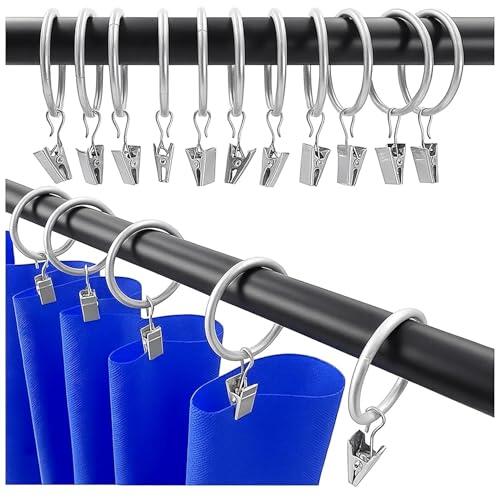 Anillos de cortina con clip para cortinas, 10 unidades de 30 mm de metal decorativo drapeado, ventana cortina anillo ganchos con ojales para cortinas, juego de barras y cortinas, gancho para cortinas