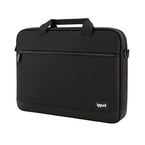 iggual-Maletín Portátil 15.6" Negro -Funda para Ordenador-Tela Oxford Resistente a Salpicaduras, Ligero-Correa Ajustable, Bolsillo Frontal- Uso Diario, Trabajo, Oficina, Hombre o Mujer (42 x 32 x 7)