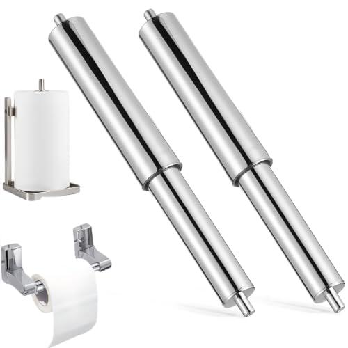 Toddmomy 2 portarrollos de papel higiénico, barra de resorte, soporte para papel higiénico, soporte para papel higiénico de repuesto para fácil
