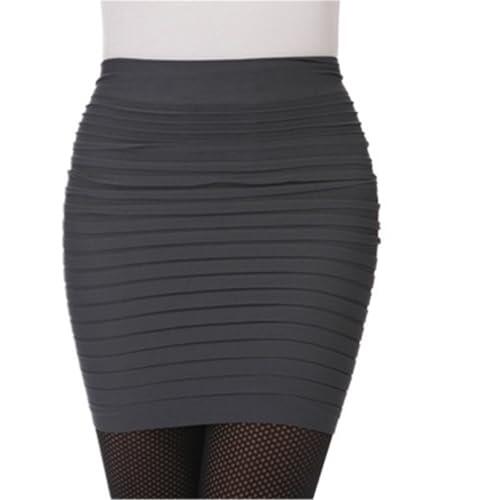 Falda de Tubo para Mujer Falda Plisada Elástica Corta De Verano For Oficina, Faldas Ajustadas De Cintura Alta For Mujer, Minifalda Ajustada De Cintura Alta, Falda Lápiz(Gray)