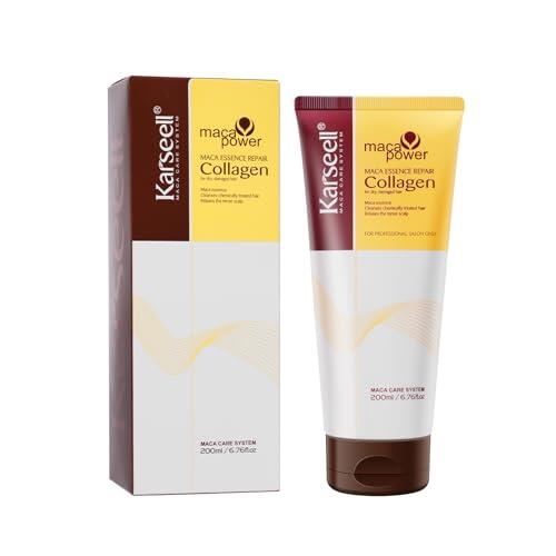 Karseell Colágeno Mascarilla Pelo 200ml, Reparación Profunda Mascarilla Capilar para Seco y Dañado el Cabello Todo Tipo de Cabellos