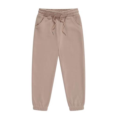 Generisch Pantalones de exterior para niños y niñas, pantalones largos de invierno, atléticos, elásticos, cómodos y casuales, beige, 2-3 años