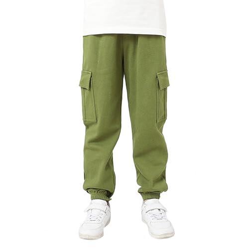 Generisch Pantalones de exterior para niños y niñas, leggings de moda otoñales, elásticos, cómodos, suaves, transpirables, libertad de movimiento, modernos, verde, 11-12 años