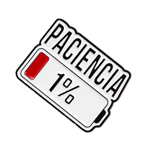 Pin de aleación humorístico 1 por ciento de paciencia restante resistente al desgaste, insignia de metal de moda, decoración para atuendos diarios, pin de aleación de dibujos animados