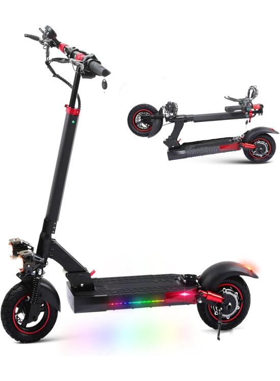 1600W Patinete Eléctrico Adultos Autonomía 45-55KM, 48V/18Ah Batería, Ruedas 10.5" Todoterreno Electric Scooter Doble Frenado Sistema Patinete Electrico Plegable de Aluminio Capacidad Carga 150kg