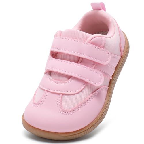 STQ KIDS Zapatillas Deportivas Niña Barefoot Calzado Respetuoso Bebe Non-Slip Primeros Pasos Lindos Running para Interior y Exterior Rosa 24 EU