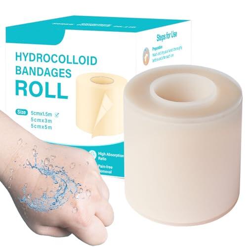 Apósitos Hidrocoloides Rollo Parche para Granos Acne Hydrocolloid 5Cm x 1.5M Resistente Agua Vendajes Hidrocoloidales Autoadhesivo Rollo Hidrocoloidal Vendajes Impermeables