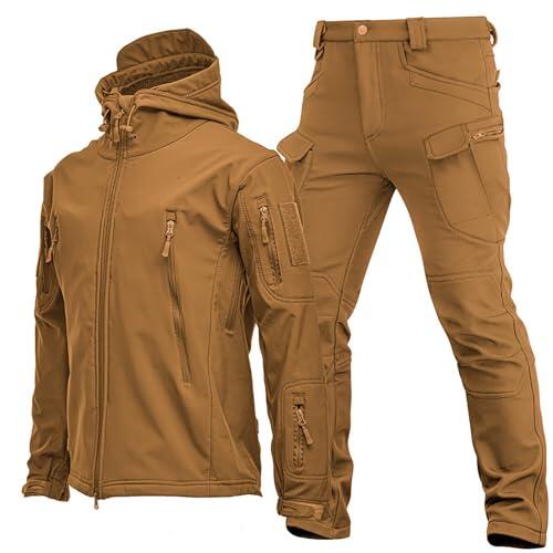 Generisch Traje de nieve para hombre, juego de 2 piezas, traje de invierno grueso, cálido, chaqueta de nieve, trajes de esquí, chaqueta de esquí de montaña, cortavientos, chaqueta de invierno con