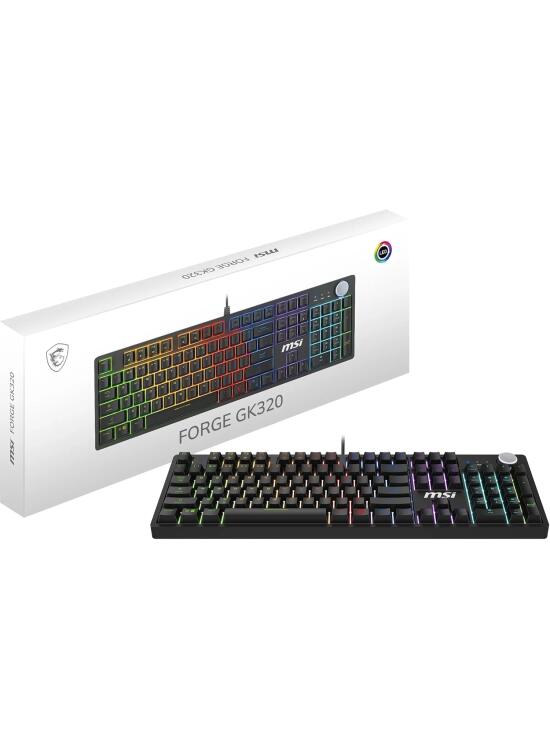 MSI Forge GK320 FR Teclado mecánico Gaming - AZERTY, Switches Red (Lineales) Intercambiables, Tapa magnética, Teclas ergonómicas, LED RGB, USB 2.0 - Tamaño Completo