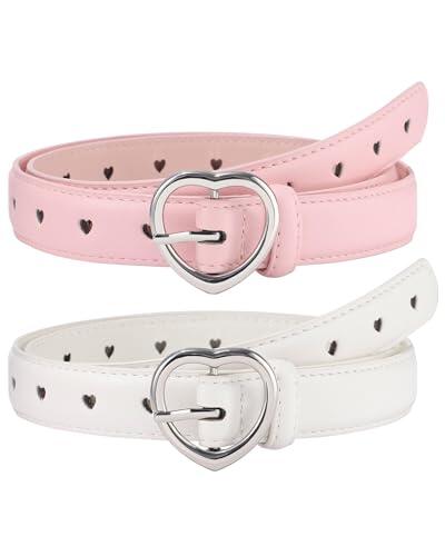 Coubeau 2 Piezas cinturón niña-Cinturón Ajustable Con Hebilla De Metal Adecuado Para Muchos Tipos De Ropa
