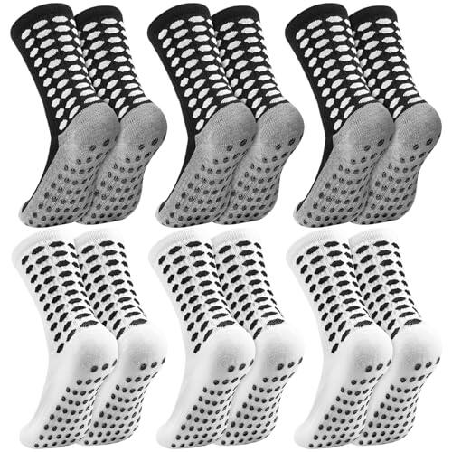 kodinsiivous Niños 4 pares de calcetines de fútbol para niños y niñas, calcetines transpirables de agarre para niños y jóvenes, escuela, fútbol, correr, 8-12, 3 negros + 3 blancos, 13-17 años