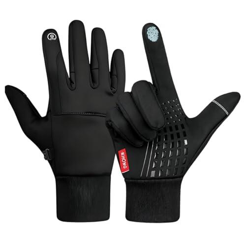 GNALIA Guantes Conducir Coche Térmicos Invierno Hombre Mujer Táctiles Para Móvil Impermeables Frío Calefactables Bicicleta Ciclismo Moto Nieve Esquí Running Trabajo L Negros 1 Par