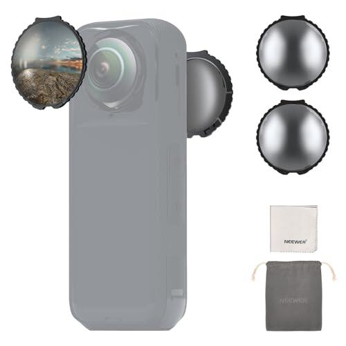 NEEWER ND Filtros Compatible con Insta360 X5, ND16 Filtro Objetivo Juego, 4 Pasos Reducción de Luz Rosca Detección Automática Vidrio Óptico Multicapa Densidad Neutra, Accesorio para Action Cam, 2 Pack
